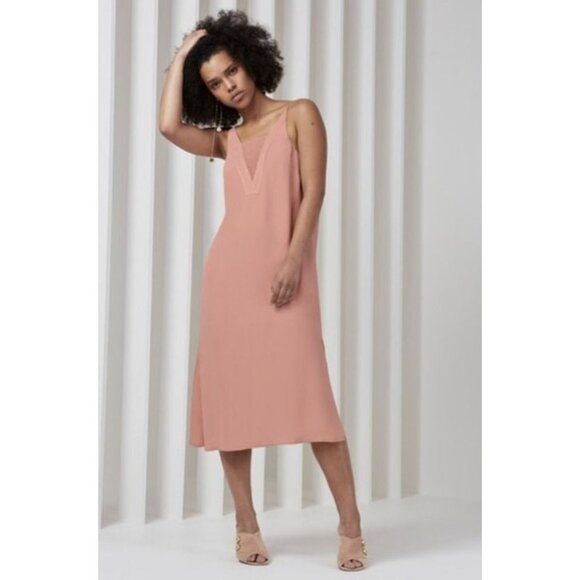 C/MEO Collective X Revolve Vivid Slip Dress Rosewood Pink Satin Midi Medium - Picture 1 of 11